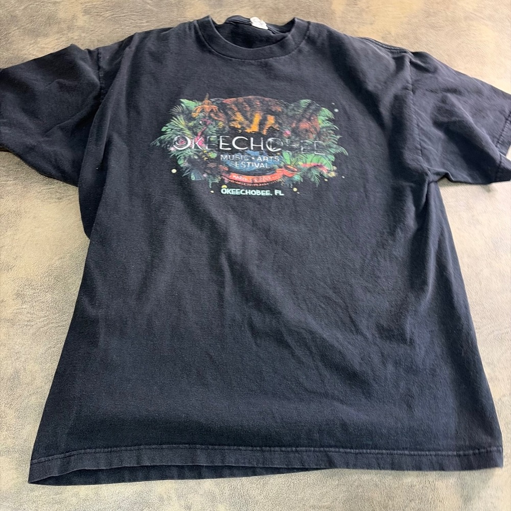 Okeechobee Festival T-Shirt Mens L Black 2018 Travis Scott Arcade Fire Halsey